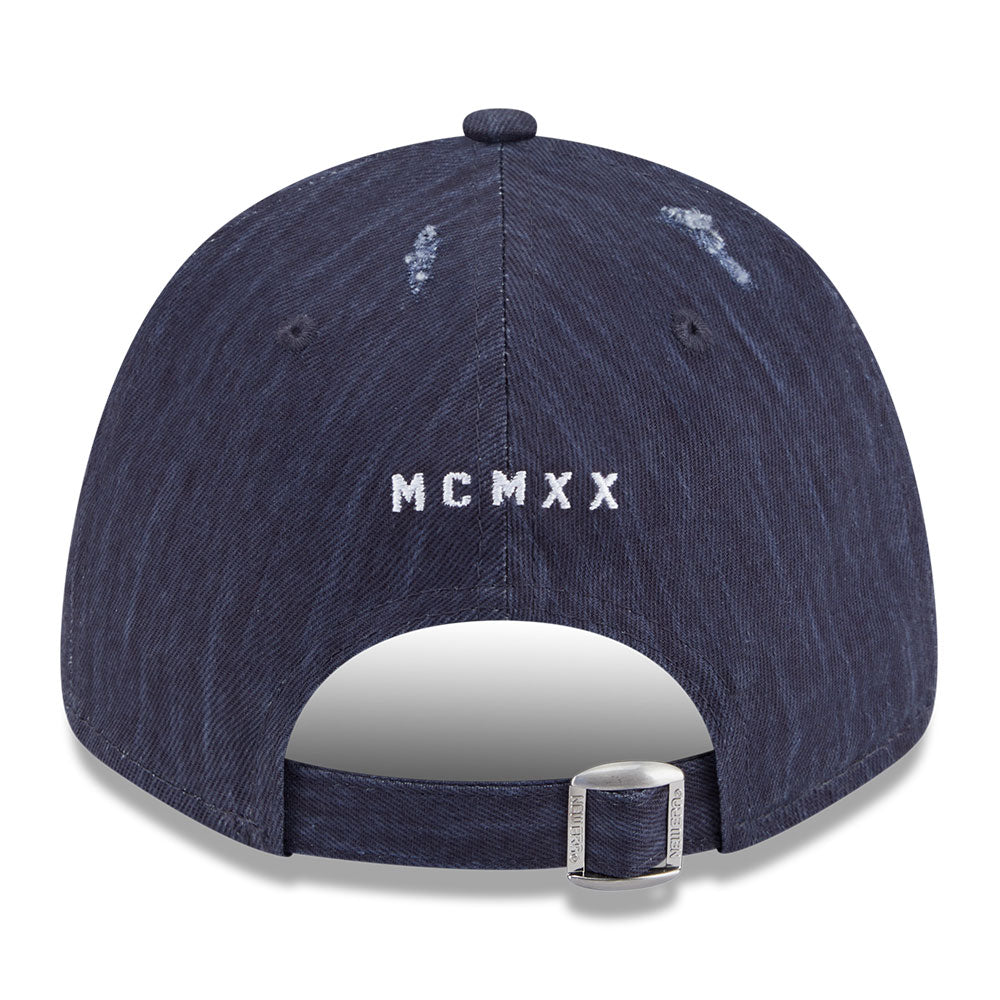 New Era Wordmark Street Archived Black Cross Panels Grungy Navy 9FORTY Adjustable Cap