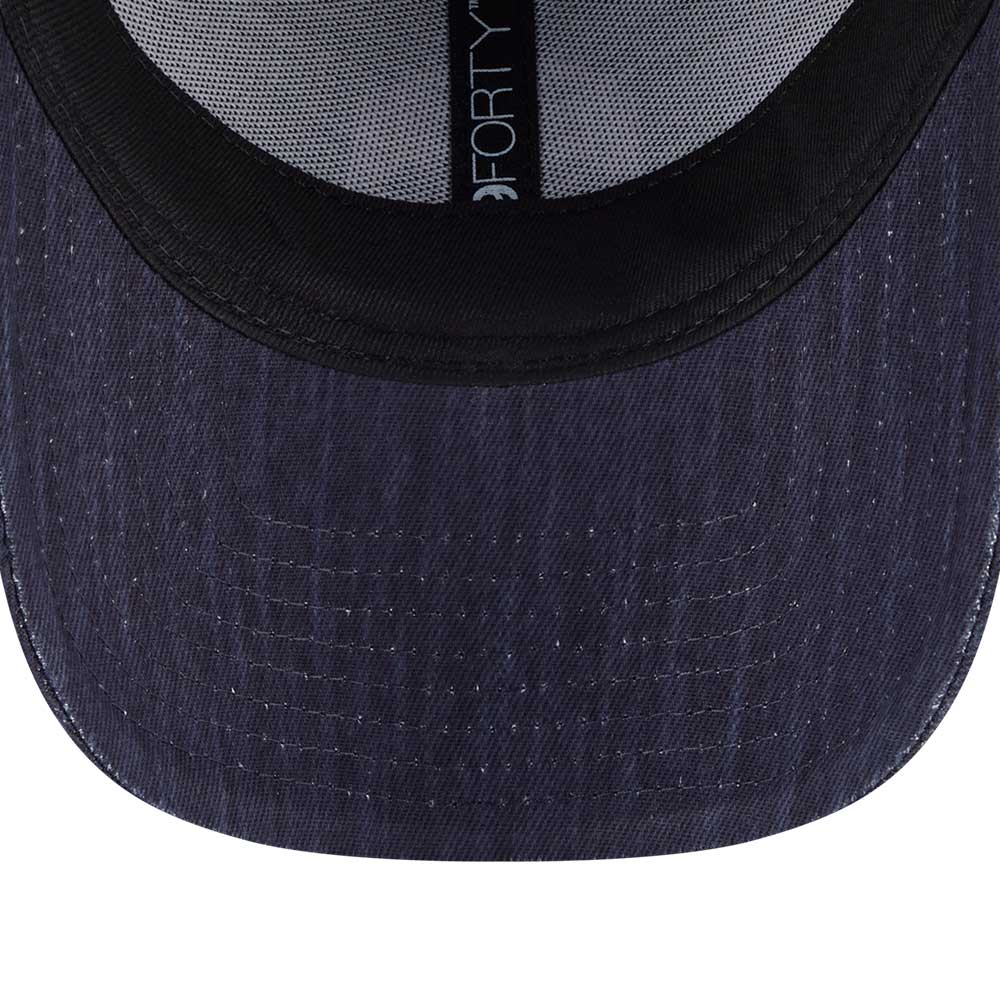 New Era Wordmark Street Archived Black Cross Panels Grungy Navy 9FORTY Adjustable Cap