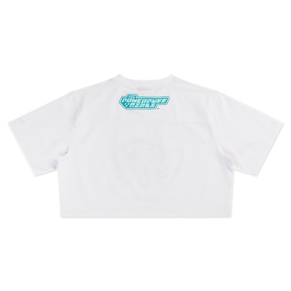 New Era x The Power Puff Girls Buttercup White Green Women Crop Americal Football Jersey