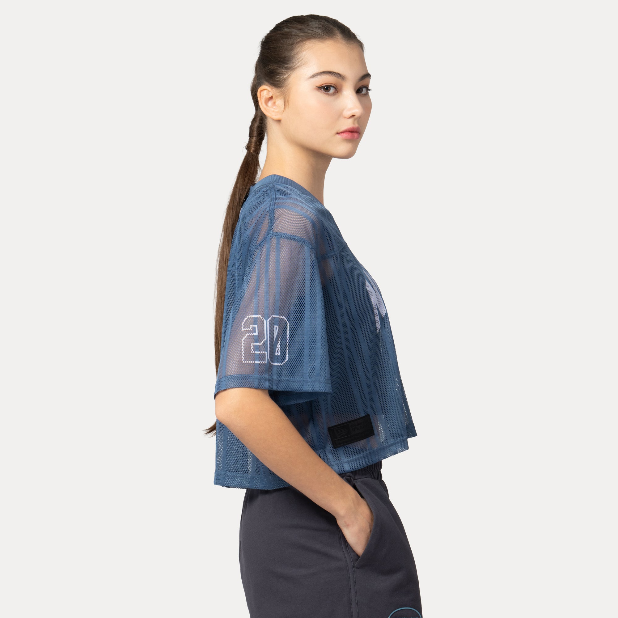 New Era 1920 Wordmark Street Archived Oceanside Blue Women Crop American Football Jersey