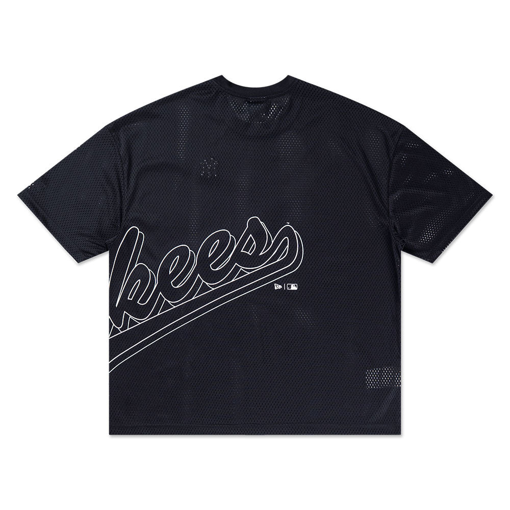 New Era New York Yankees Mix League Cross Panels Black Oversized Short Sleeve T-Shirt