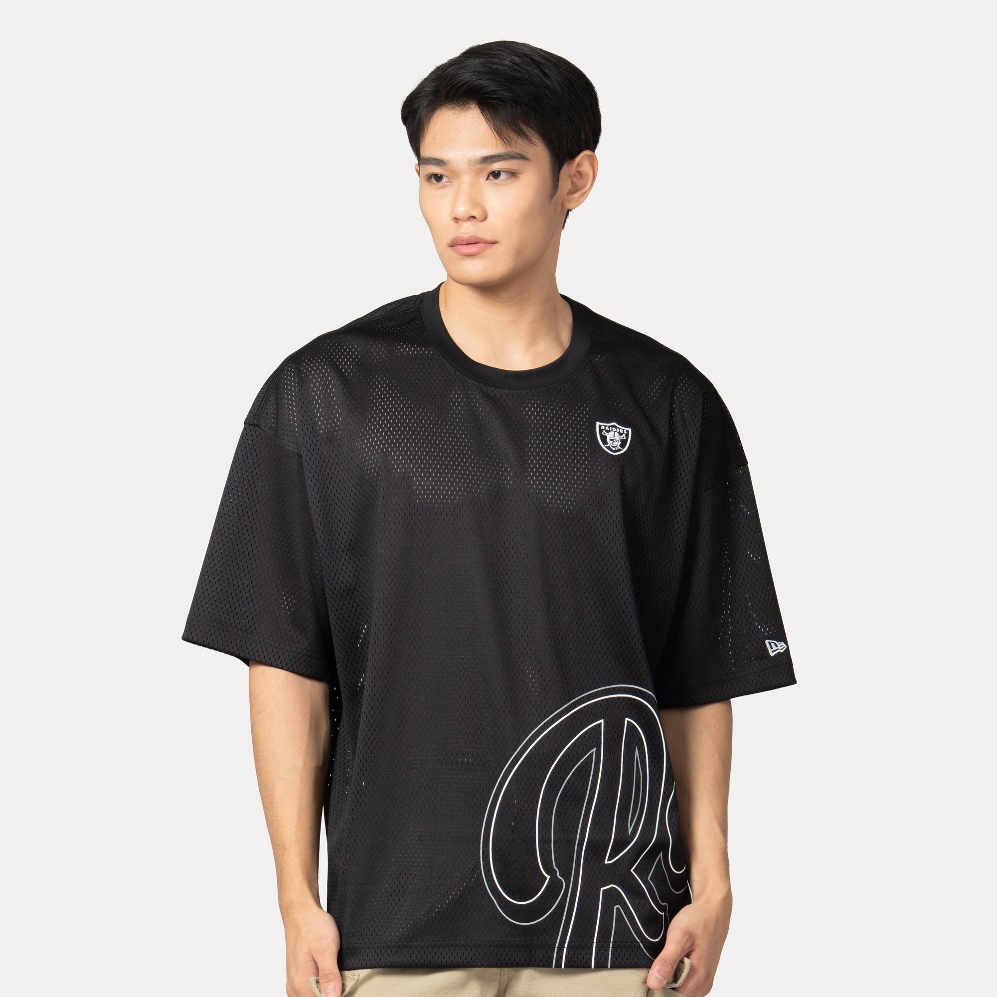 New Era Las Vegas Raiders Mix League Cross Panels Black Oversized Short Sleeve T-Shirt