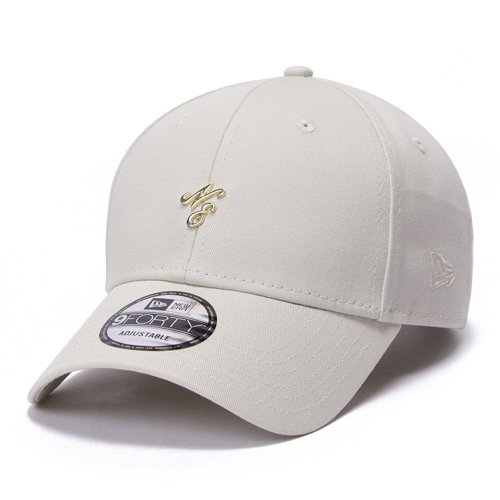 New Era Script Mini Metal Badge Ivory 9FORTY Adjustable Cap