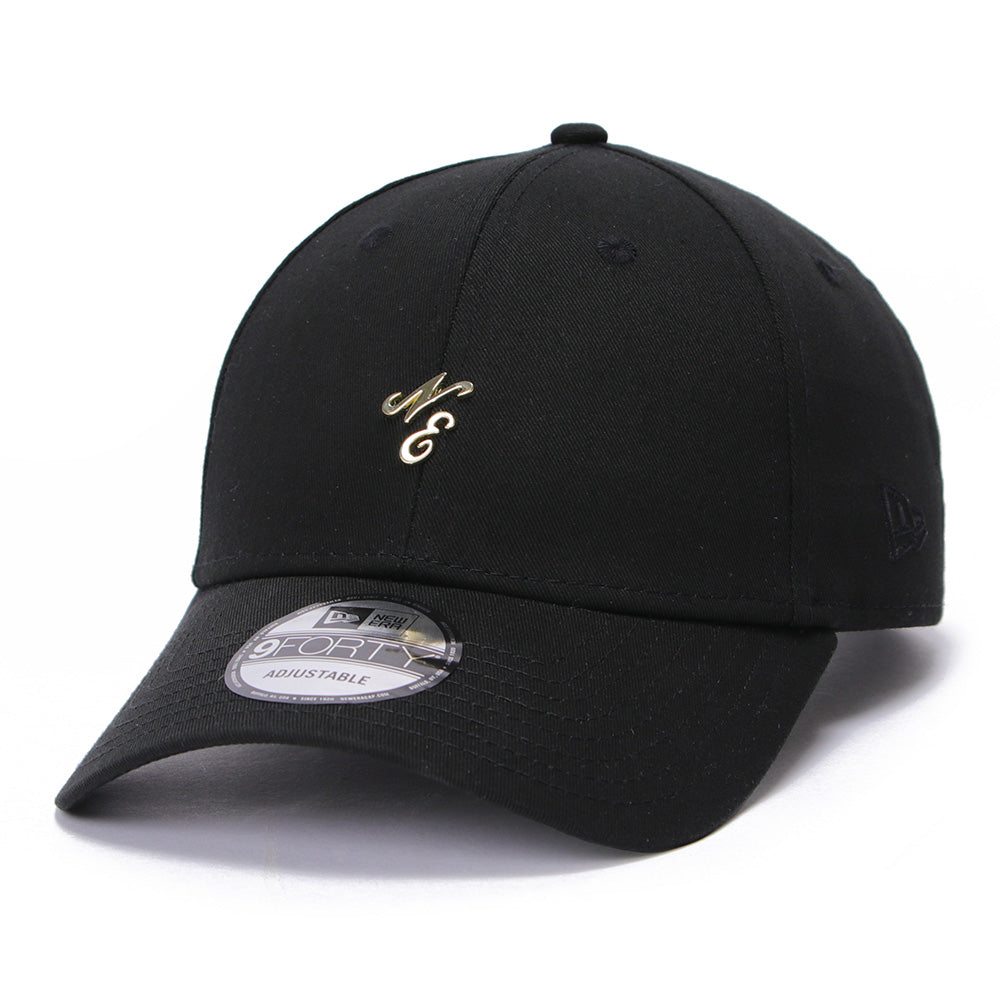 New Era Script Mini Metal Badge Black 9FORTY Adjustable Cap