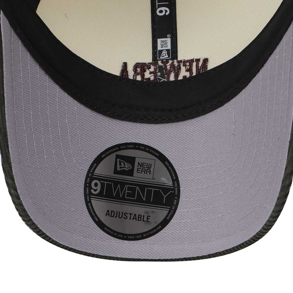 New Era Wordmark Chrome White Dark Green Corduroy 9TWENTY Adjustable Cap