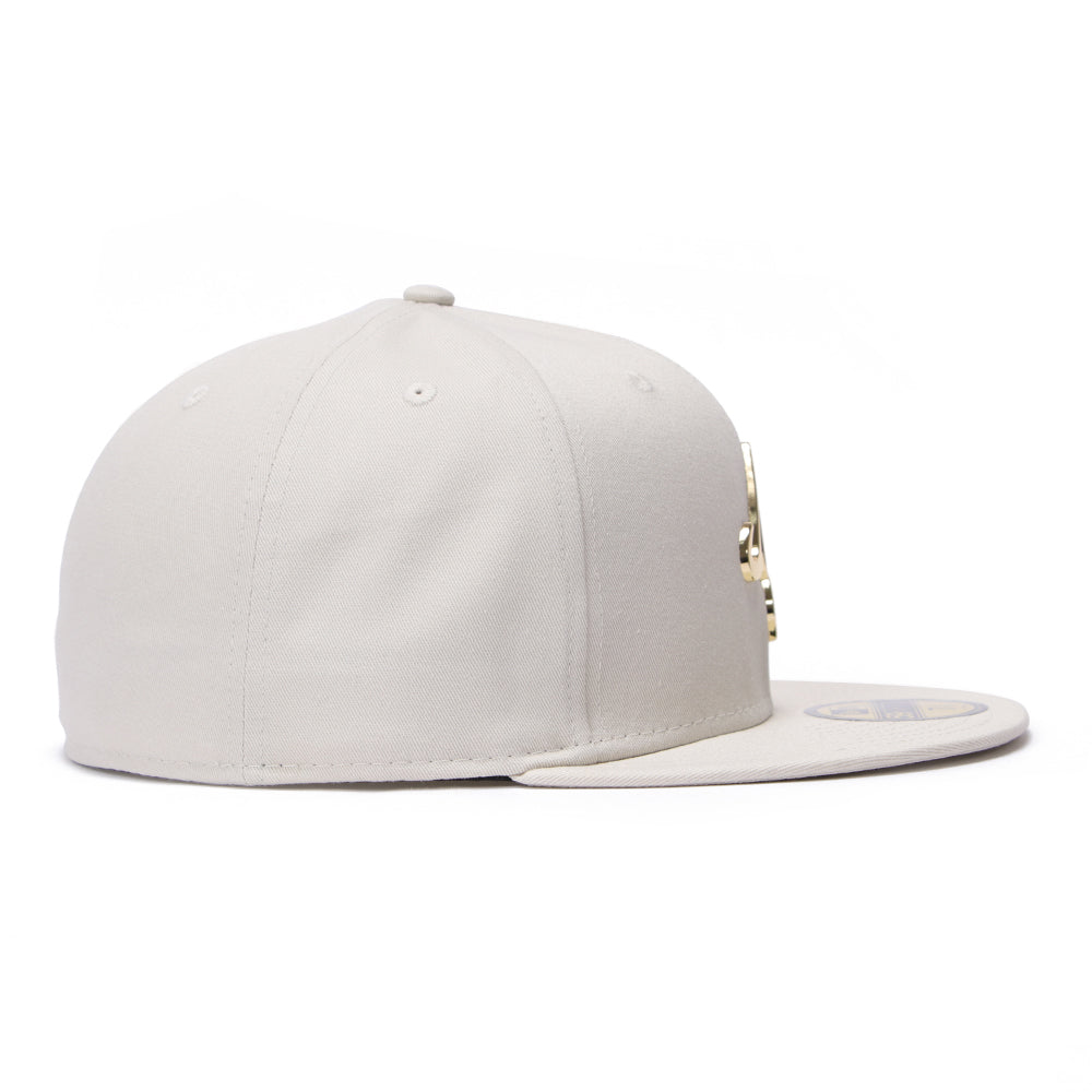 New Era Script Mini Metal Badge Ivory 59FIFTY Fitted Cap