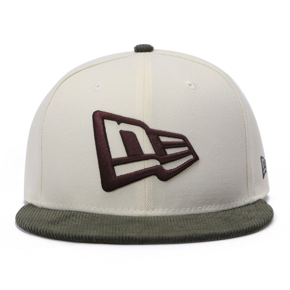 New Era Flag Chrome White Dark Green Corduroy 59FIFTY Fitted Cap