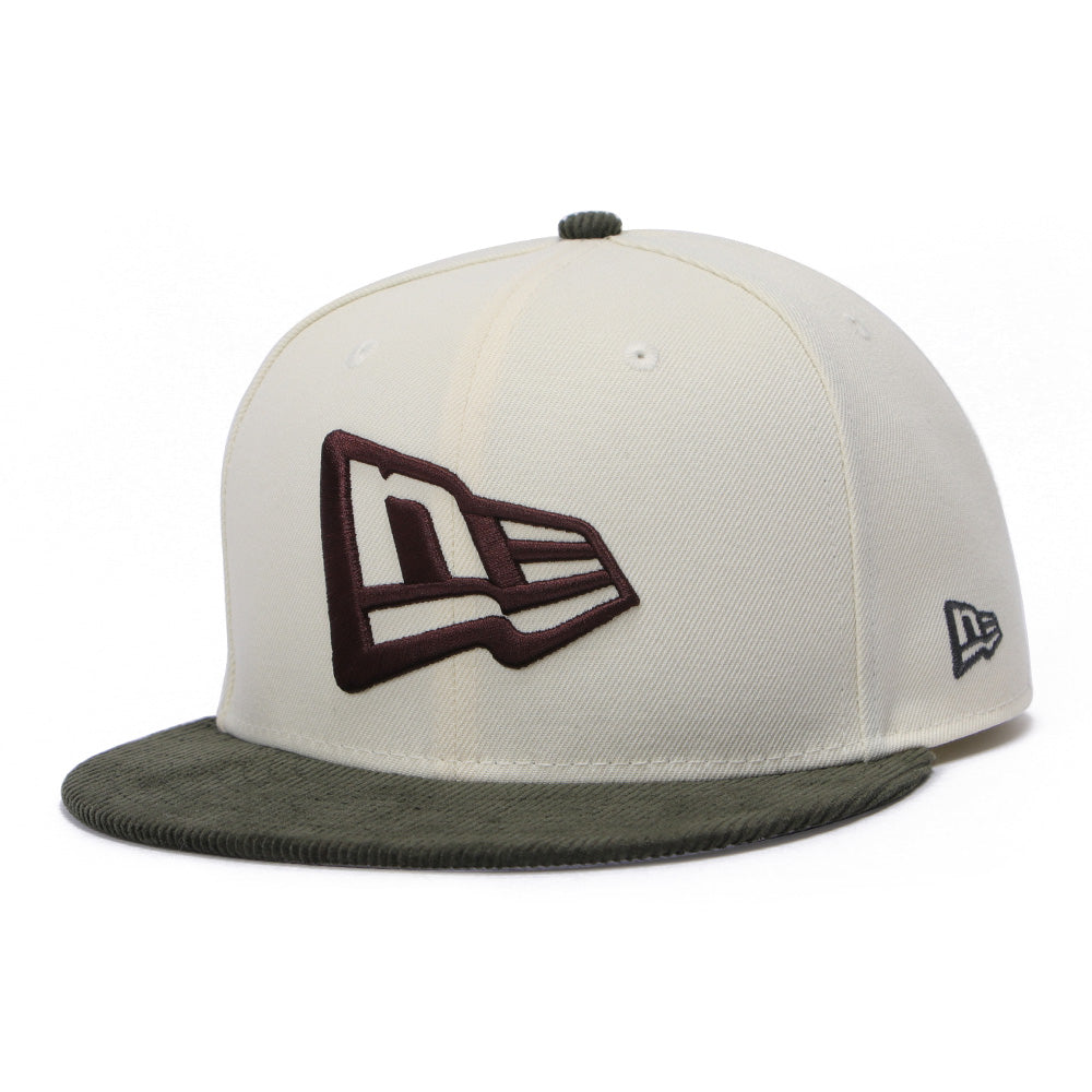 New Era Flag Chrome White Dark Green Corduroy 59FIFTY Fitted Cap