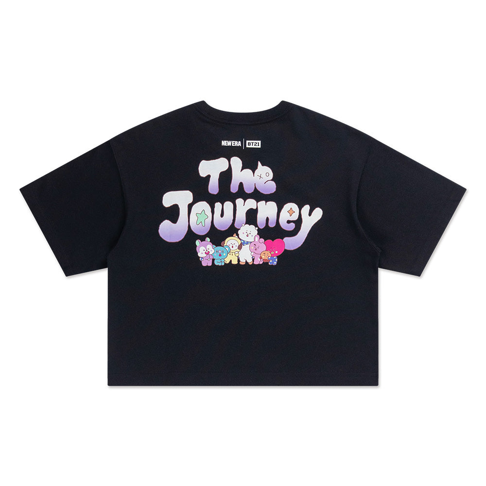 New Era x BT21 The Journey Black Women Crop Top COOLERA Short Sleeve T-Shirt