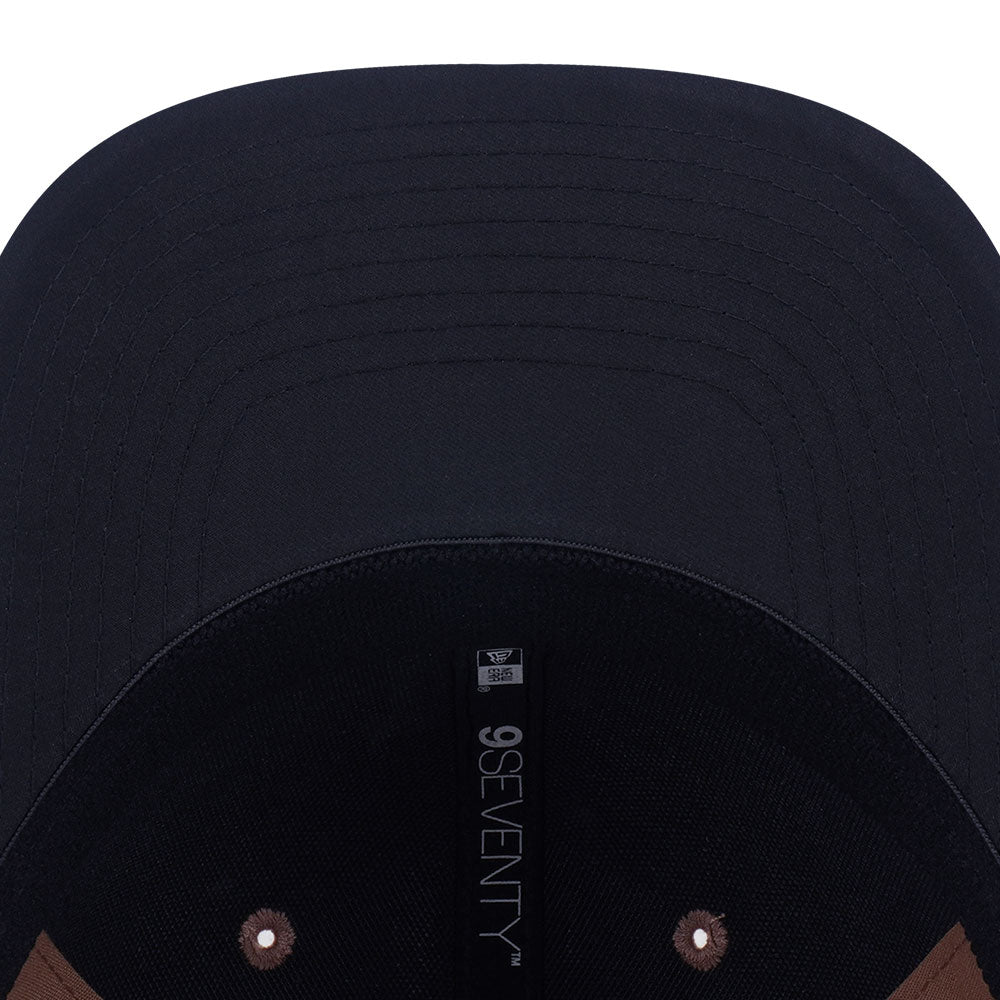 New Era Script Khaki Black 9SEVENTY Stretch Snapback Cap (with Sunglass Holder)