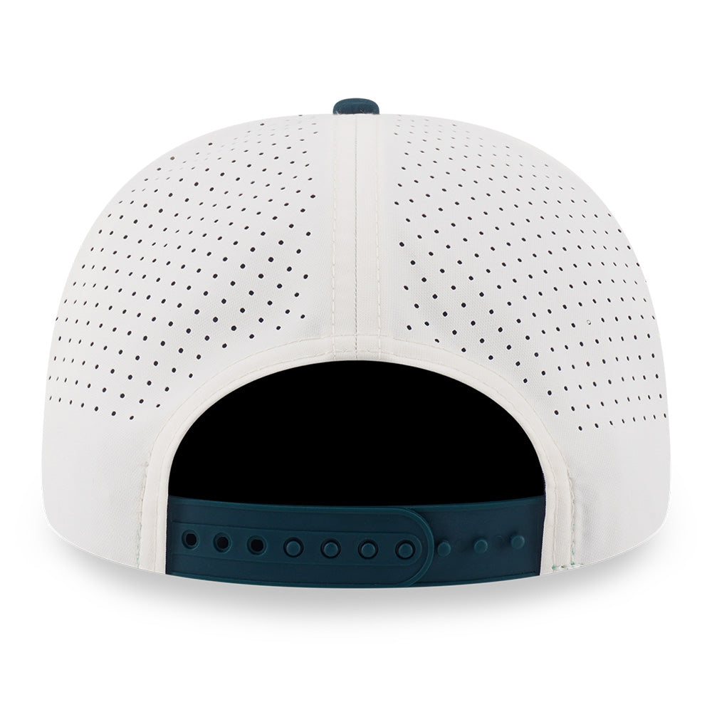 New Era Script White Dark Green 9SEVENTY Stretch Snapback Cap (with Sunglass Holder)