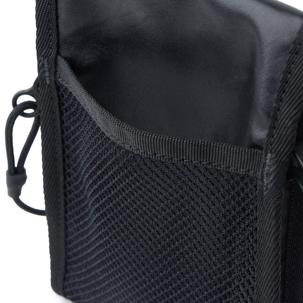 New Era Box Logo Synthetic Leather Black Neck Pouch Bag