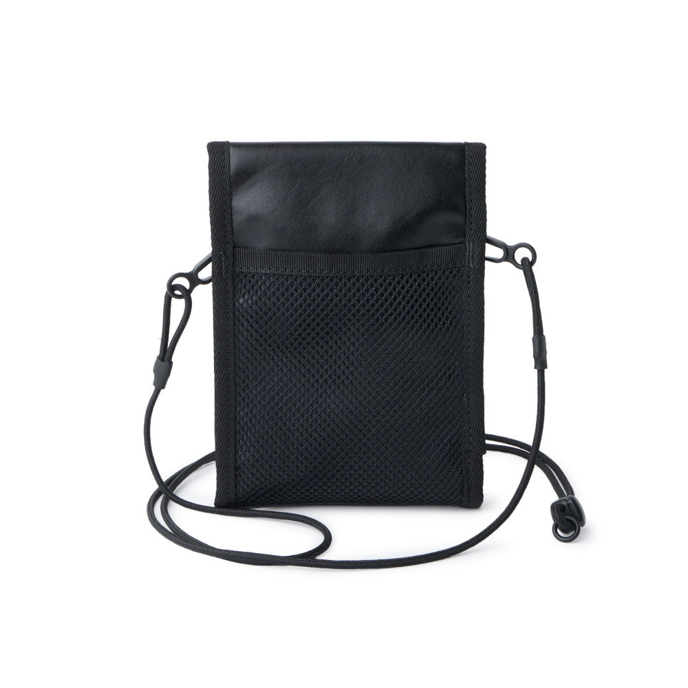 New Era Box Logo Synthetic Leather Black Neck Pouch Bag