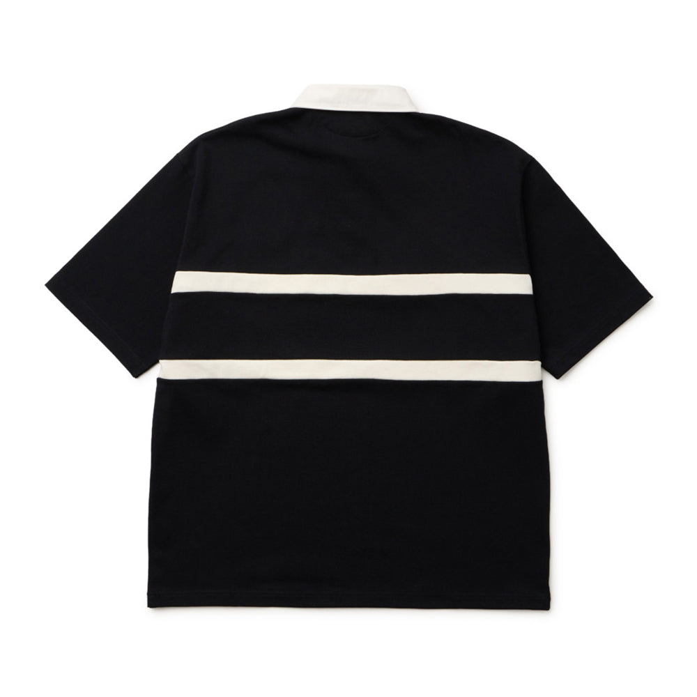 Wordmark Black Oversized Short Sleeve Rugby Shirt