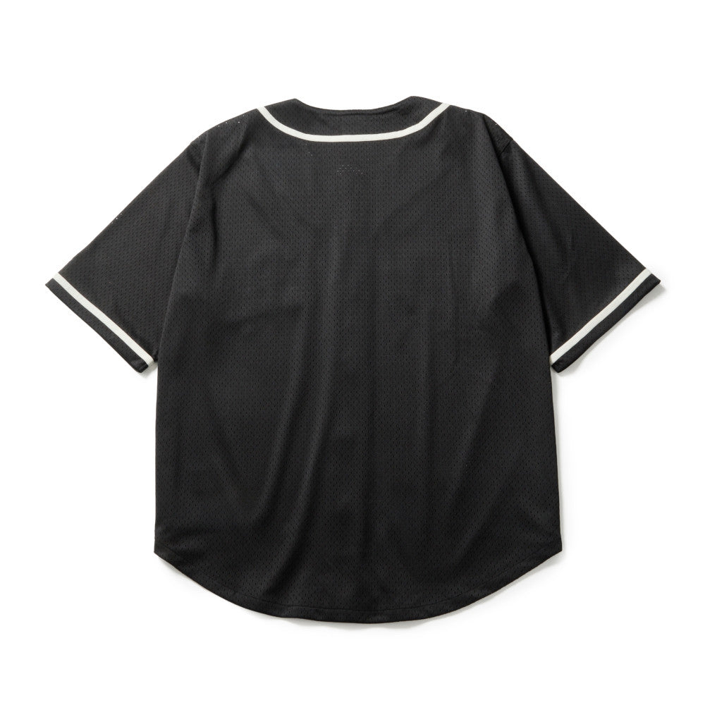 New Era Box Logo Black Mesh Short Sleeve Baseball Shirt