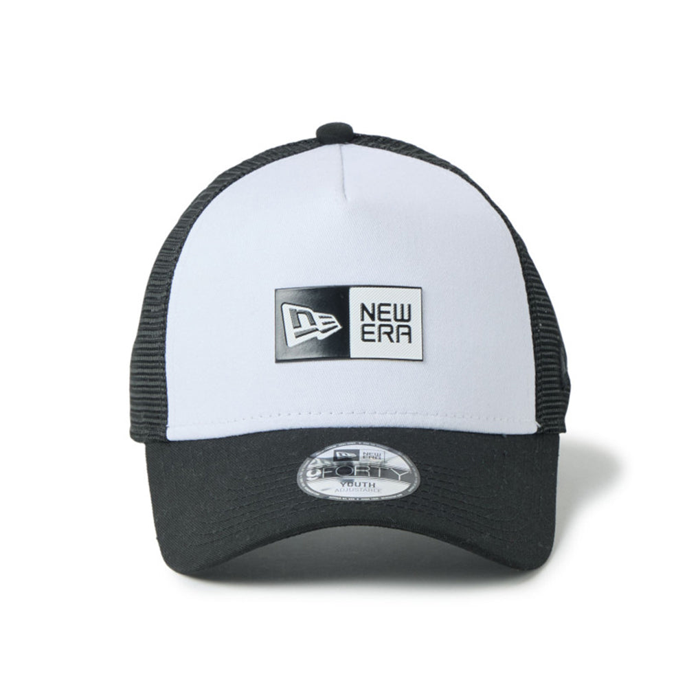 TPU Box Logo White Black Youth 9FORTY A-Frame Trucker Cap