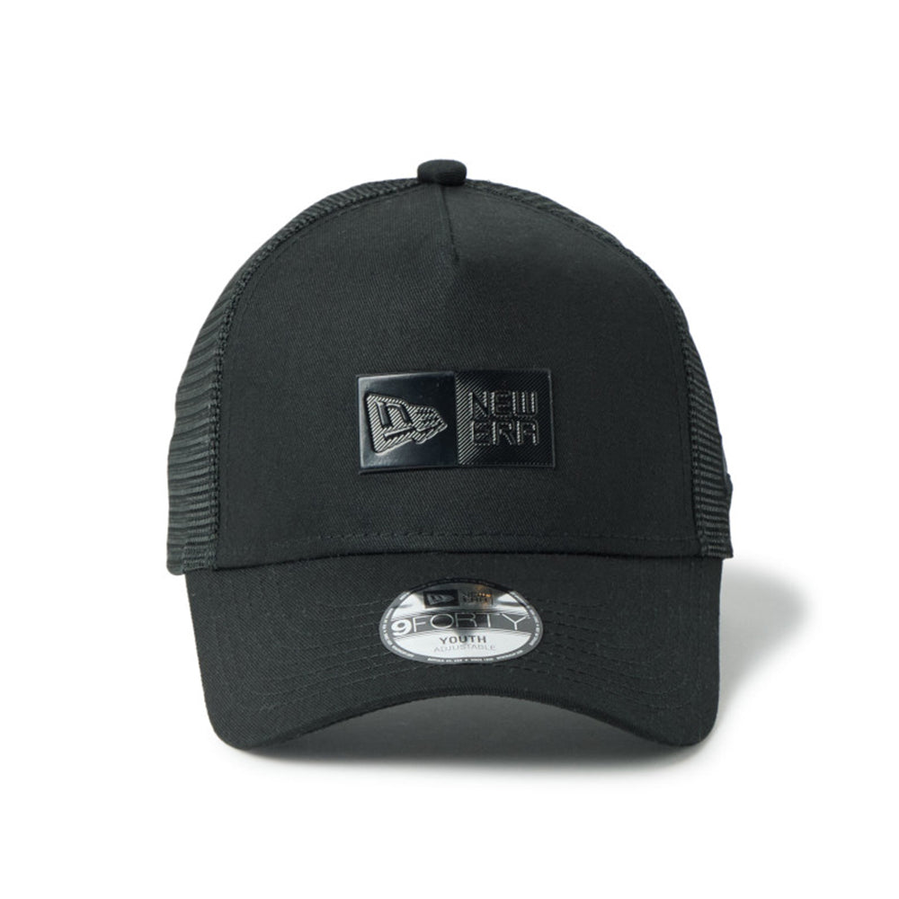 TPU Box Logo Tonal Black Youth 9FORTY A-Frame Trucker Cap