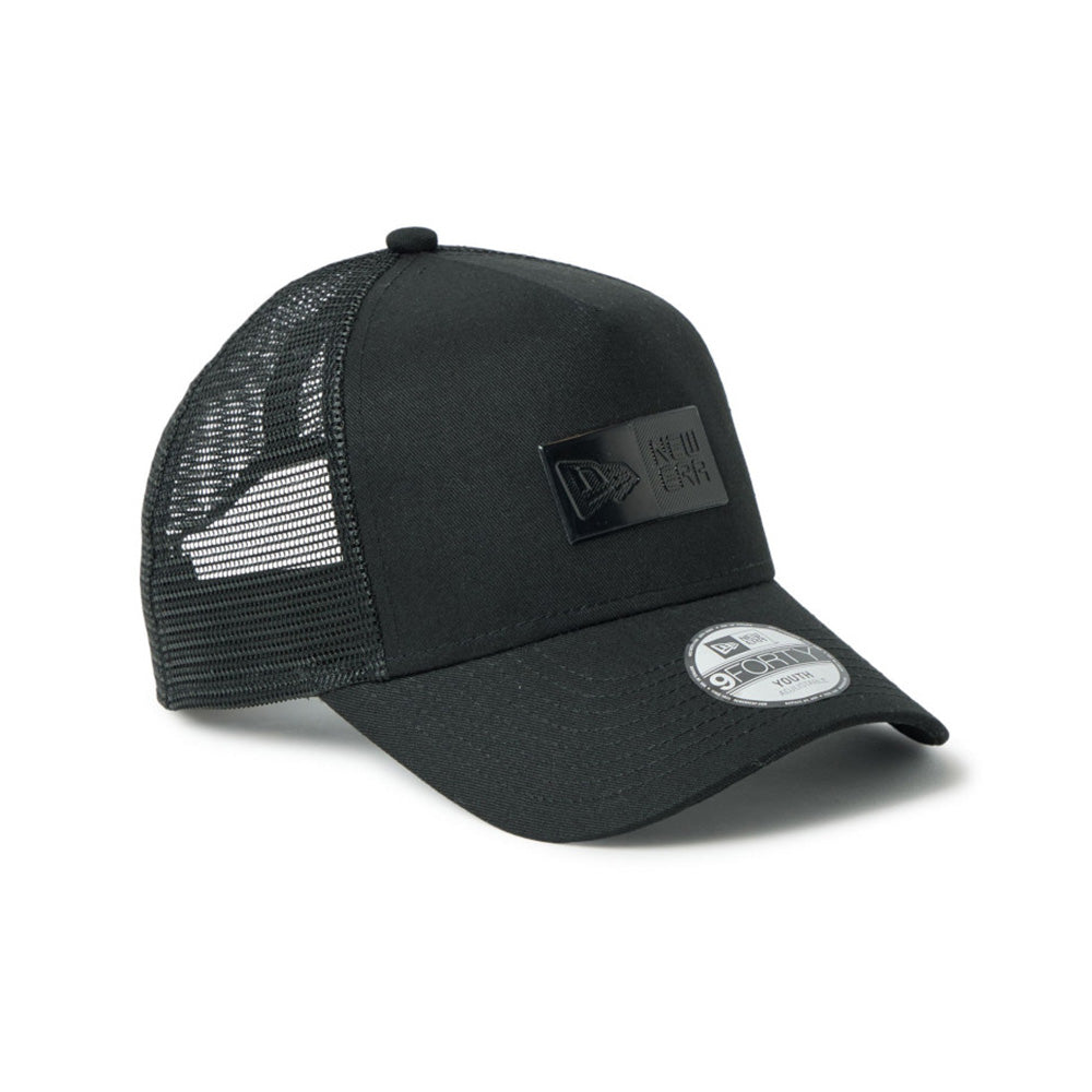 TPU Box Logo Tonal Black Youth 9FORTY A-Frame Trucker Cap