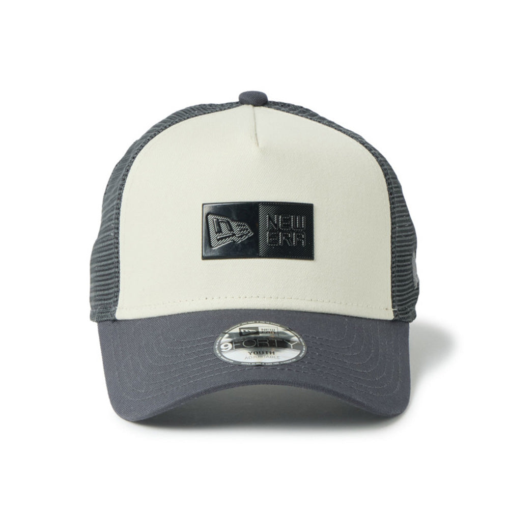 TPU Box Logo Cream Grey Youth 9FORTY A-Frame Trucker Cap