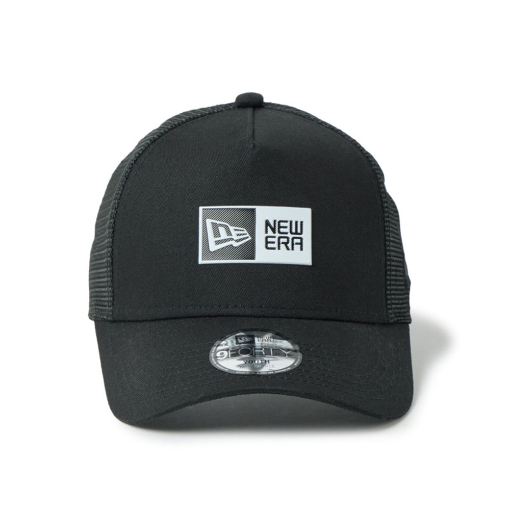 New Era TPU Box Logo Black Youth 9FORTY A-Frame Trucker Cap