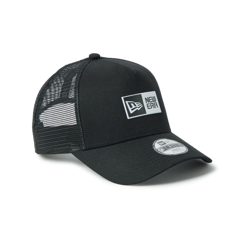 New Era TPU Box Logo Black Youth 9FORTY A-Frame Trucker Cap