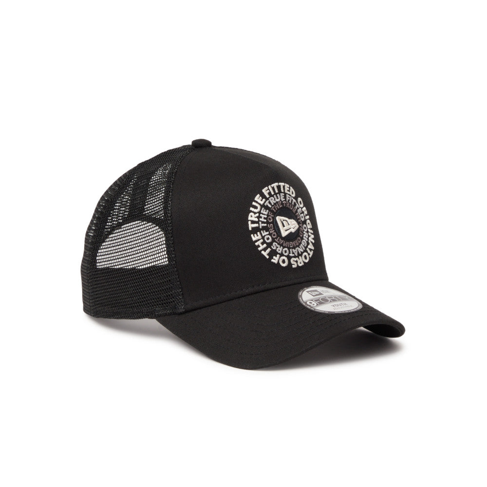 New Era Circle Originators of the True Fitted Black Youth 9FORTY A-Frame Trucker Cap