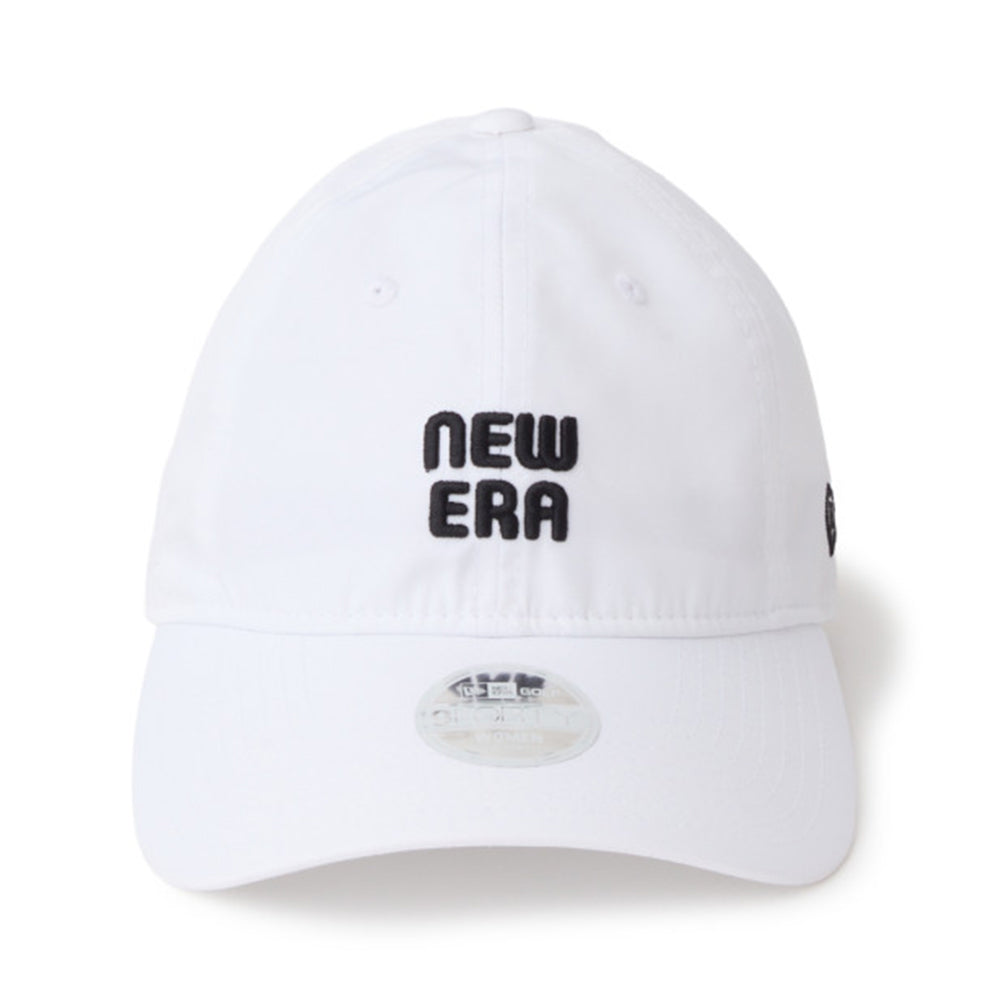 New Era Wordmark Golf Women White 9FORTY Long Visor Open Back Adjustable Cap