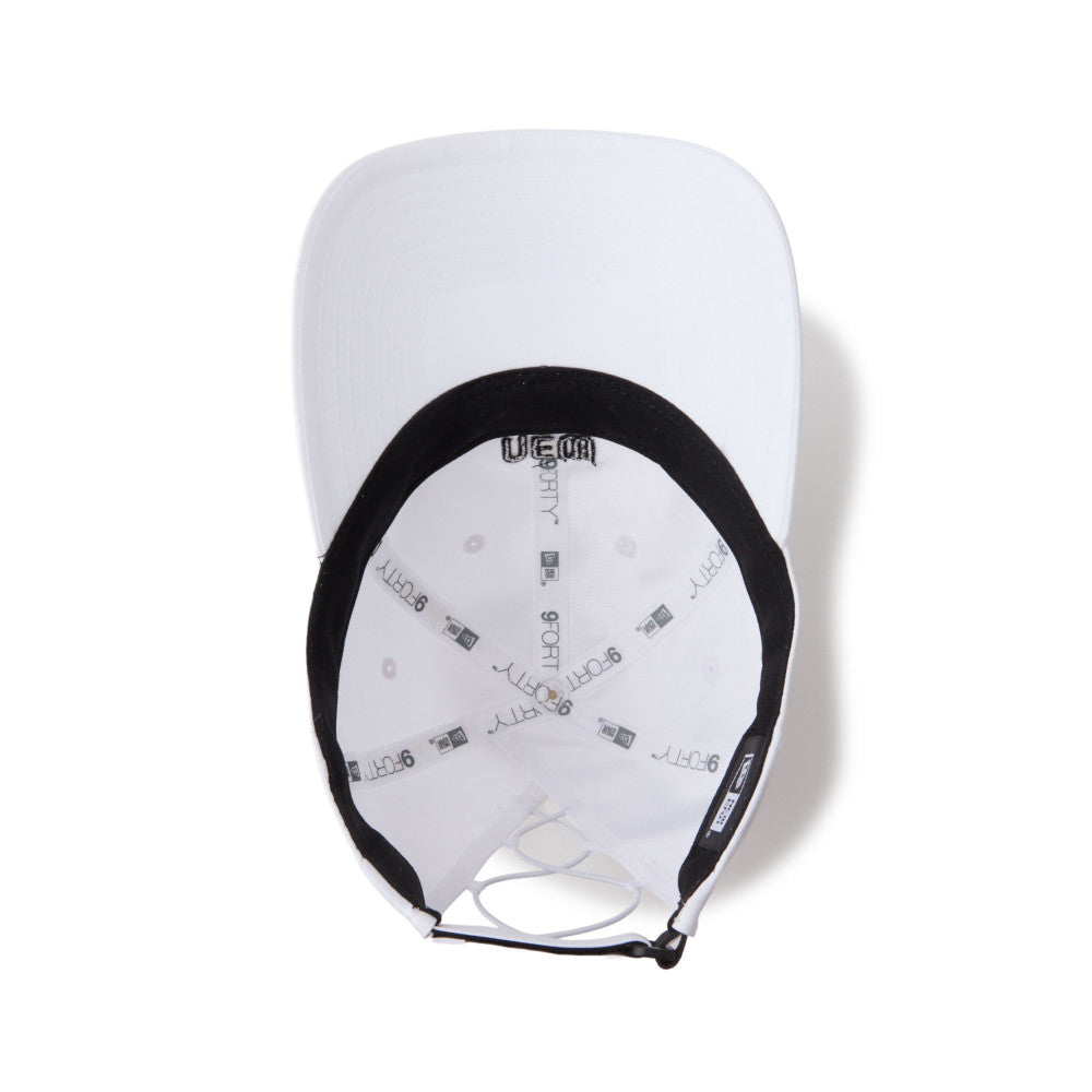 New Era Wordmark Golf Women White 9FORTY Long Visor Open Back Adjustable Cap