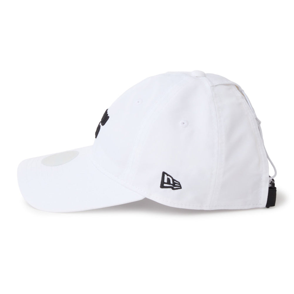 New Era Wordmark Golf Women White 9FORTY Long Visor Open Back Adjustable Cap
