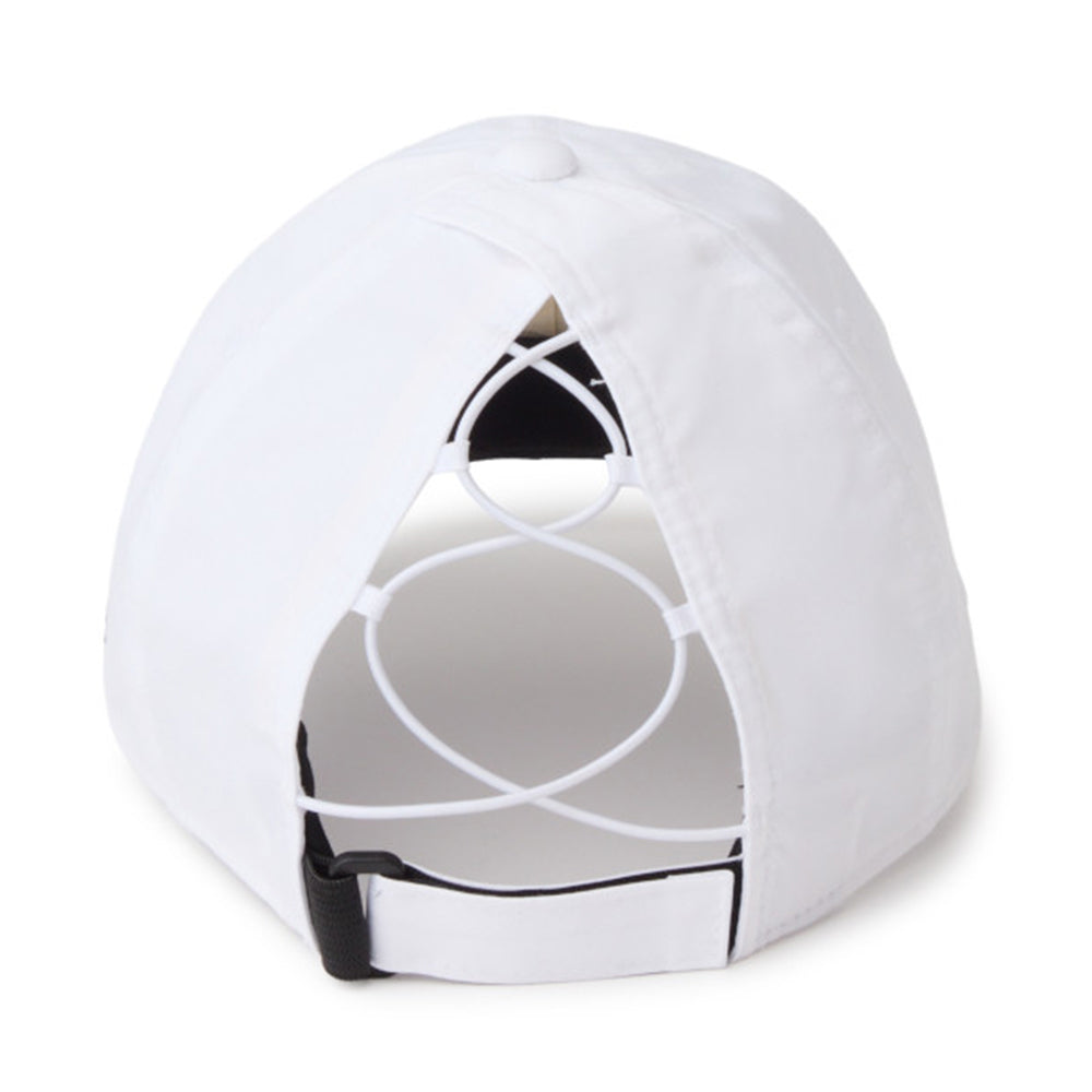 New Era Wordmark Golf Women White 9FORTY Long Visor Open Back Adjustable Cap