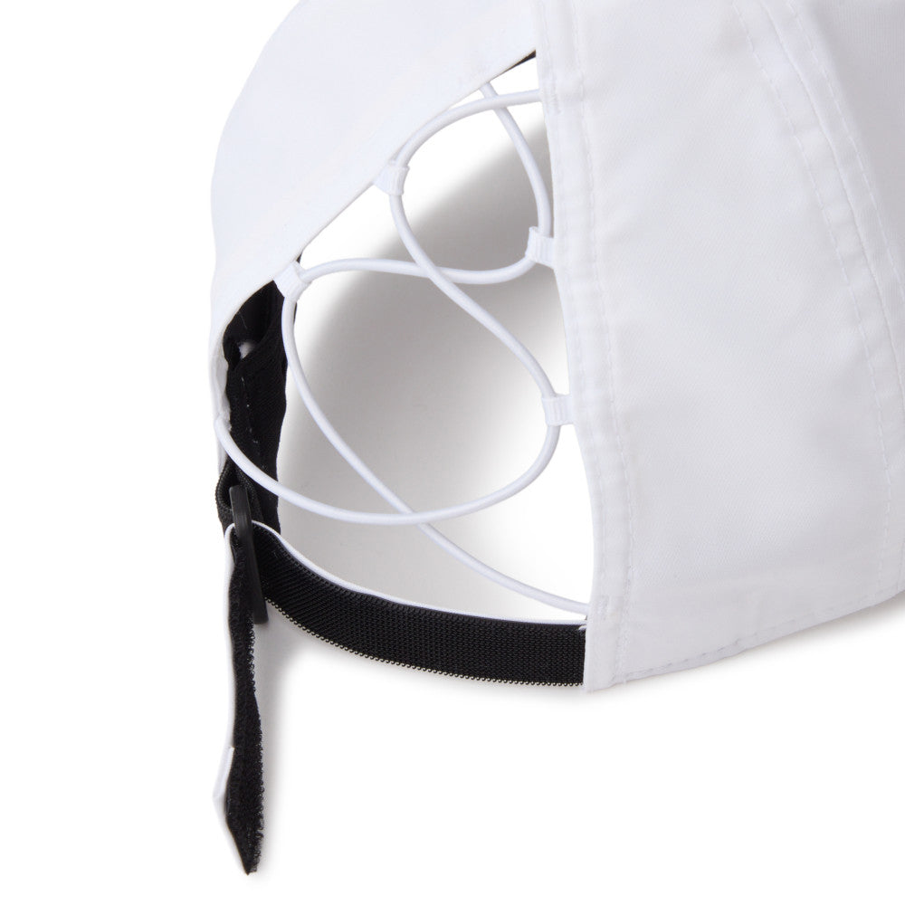 New Era Wordmark Golf Women White 9FORTY Long Visor Open Back Adjustable Cap