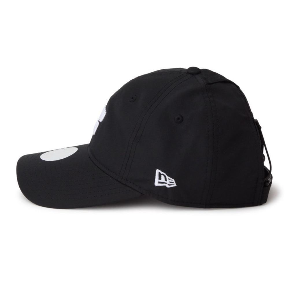 New Era Wordmark Golf Women Black 9FORTY Long Visor Open Back Adjustable Cap