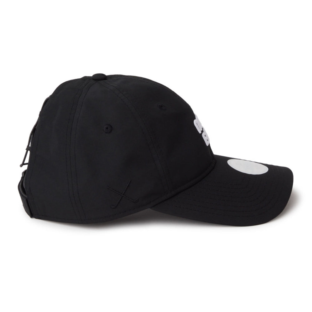 New Era Wordmark Golf Women Black 9FORTY Long Visor Open Back Adjustable Cap