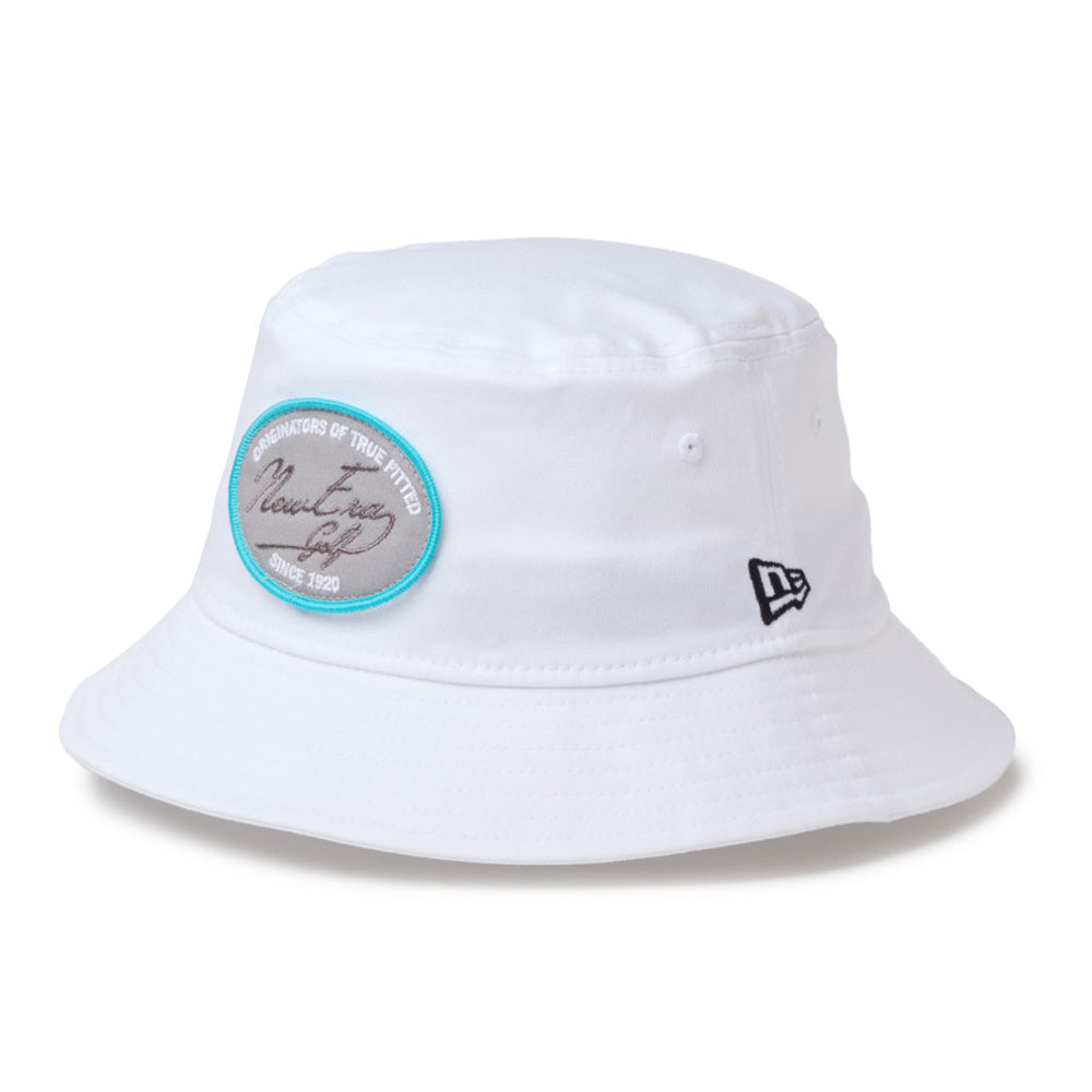 Script Oval Patch White Golf Bucket Hat