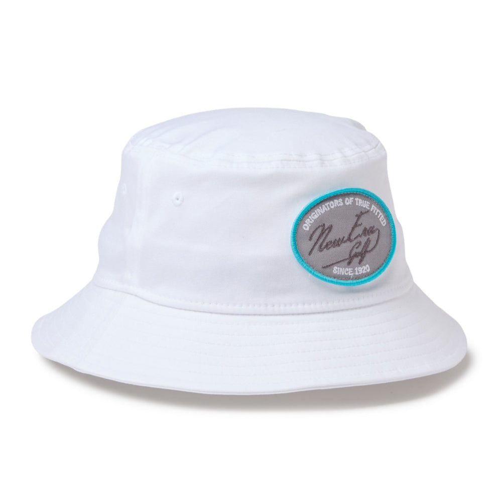 Script Oval Patch White Golf Bucket Hat