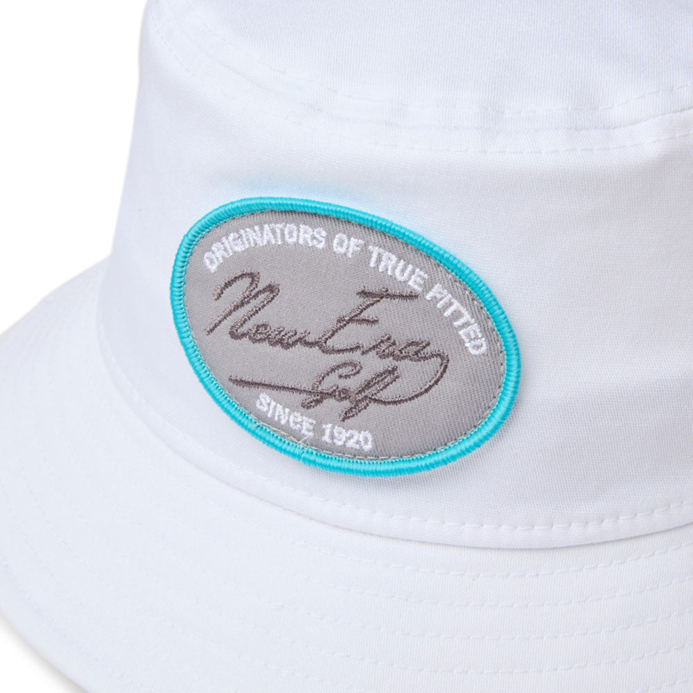 Script Oval Patch White Golf Bucket Hat