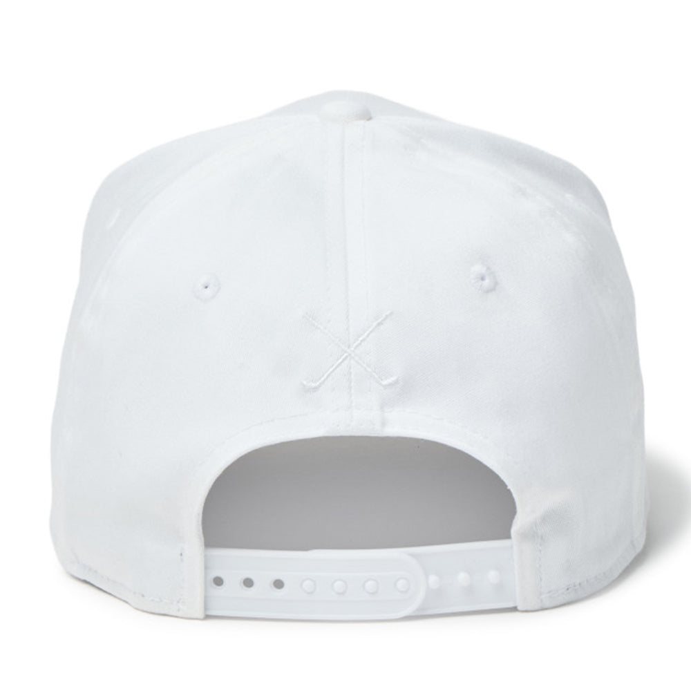 Script Oval Patch White Golf 9SEVENTY Stretch Snapback Cap