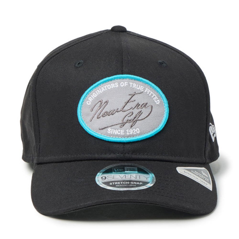 Script Oval Patch Black Golf 9SEVENTY Stretch Snapback Cap