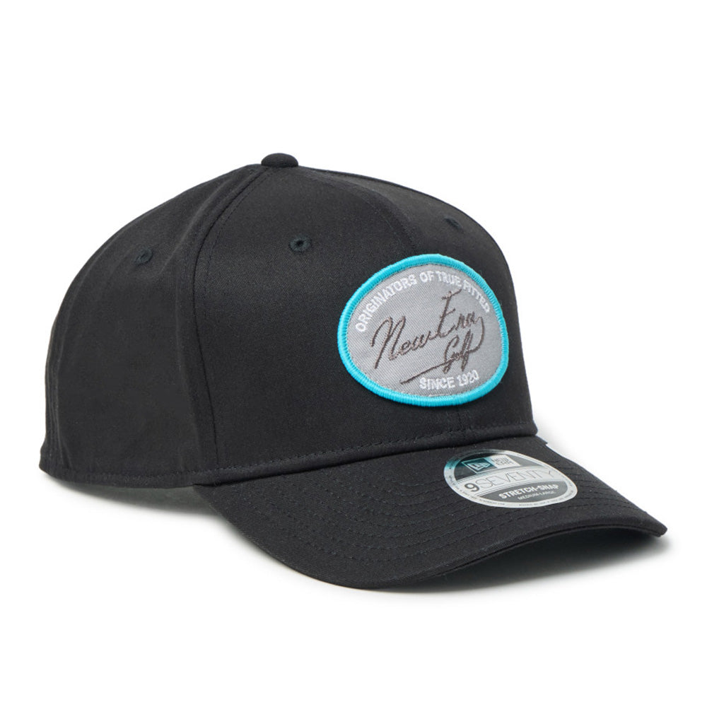 Script Oval Patch Black Golf 9SEVENTY Stretch Snapback Cap