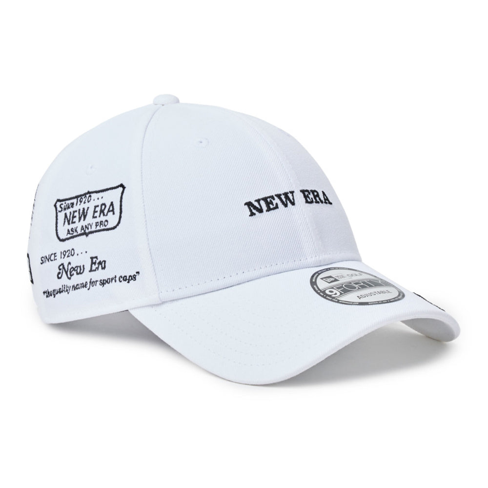New Era Wordmark Golf NE Archive White 9FORTY Velcro Strap Adjustable Cap