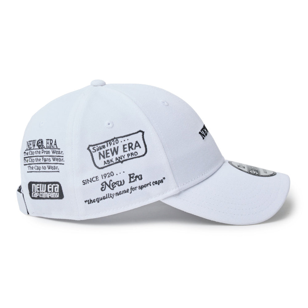 New Era Wordmark Golf NE Archive White 9FORTY Velcro Strap Adjustable Cap