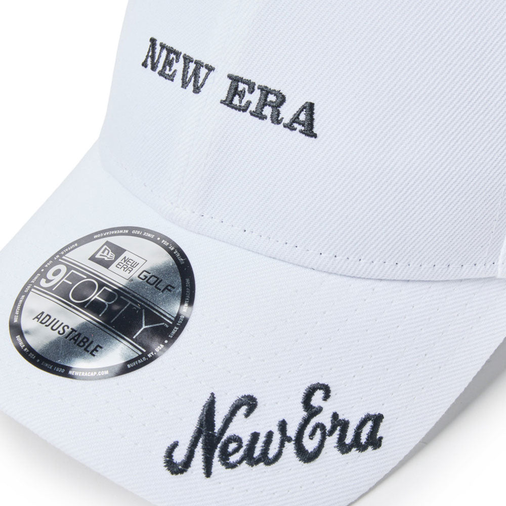 New Era Wordmark Golf NE Archive White 9FORTY Velcro Strap Adjustable Cap
