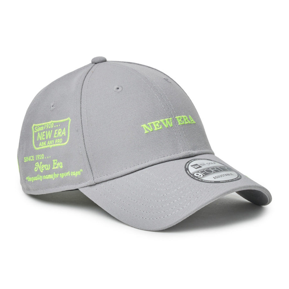 New Era Wordmark Golf NE Archive Grey 9FORTY Velcro Strap Adjustable Cap