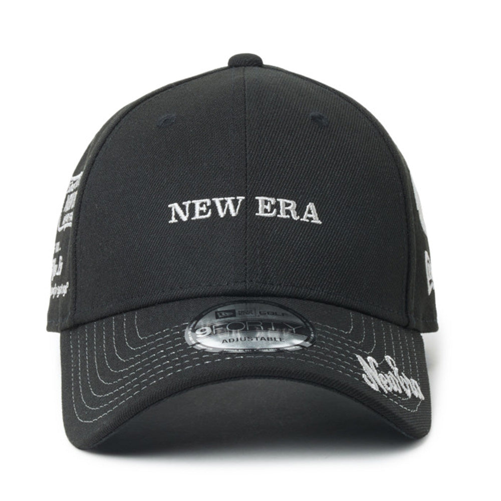 New Era Wordmark Golf NE Archive Black 9FORTY Velcro Strap Adjustable Cap