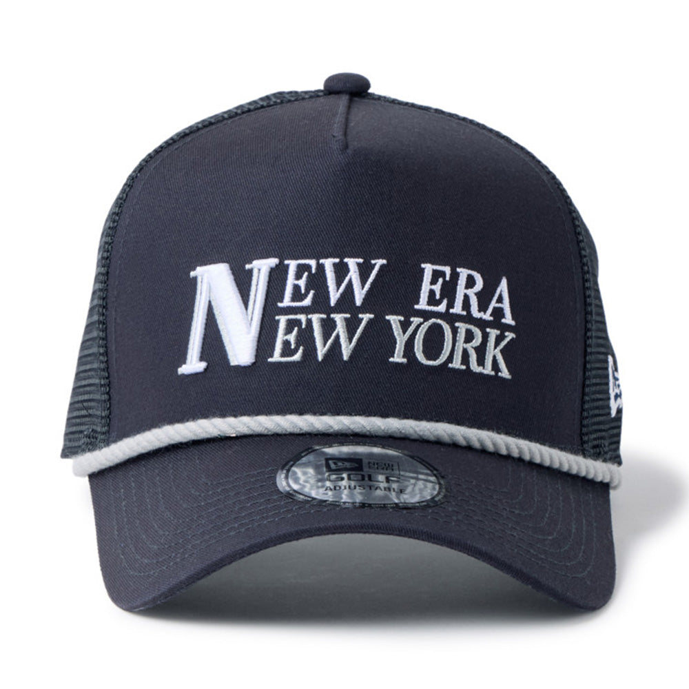 New Era Wordmark Golf Navy Rope 9FORTY A-Frame Trucker Adjustable Cap