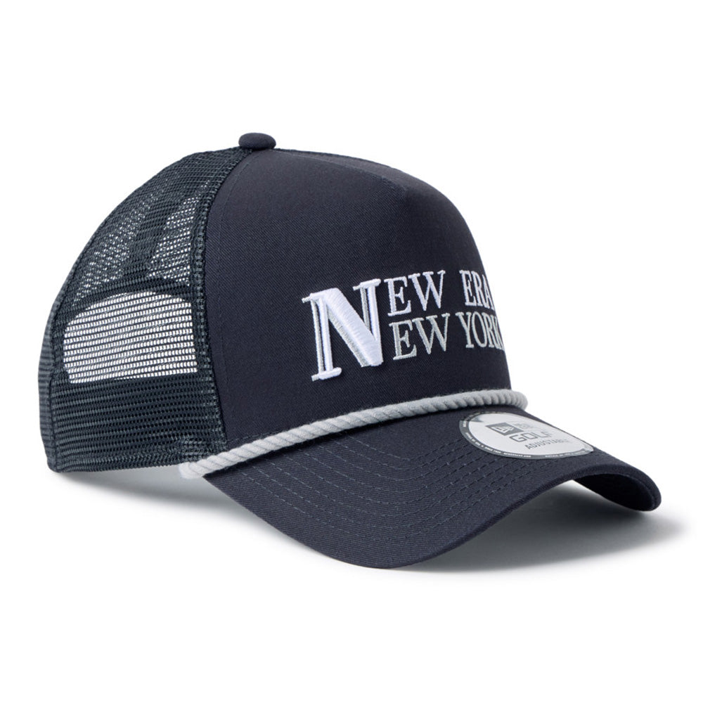 New Era Wordmark Golf Navy Rope 9FORTY A-Frame Trucker Adjustable Cap