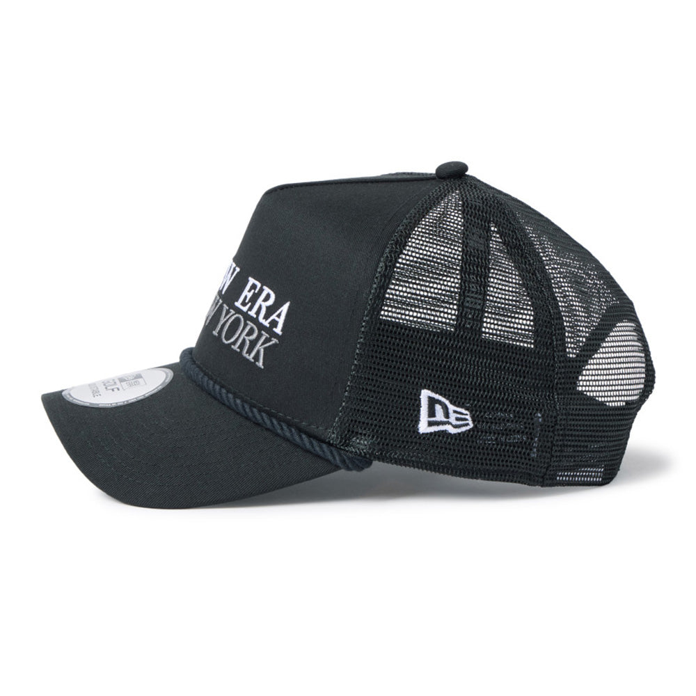 New Era Wordmark Golf Black Rope 9FORTY A-Frame Trucker Adjustable Cap