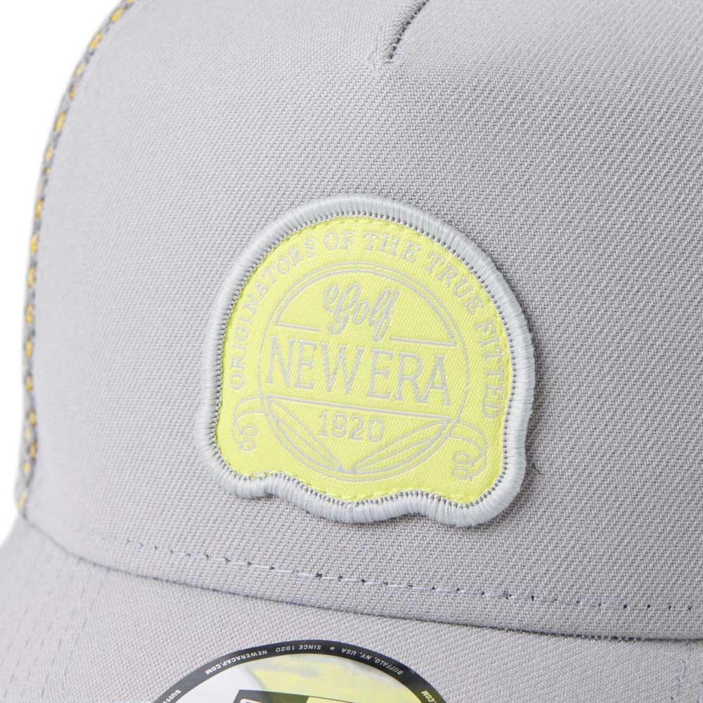 New Era Golf Double Mesh Yellow Grey 9FORTY A-Frame Trucker Snapback Cap