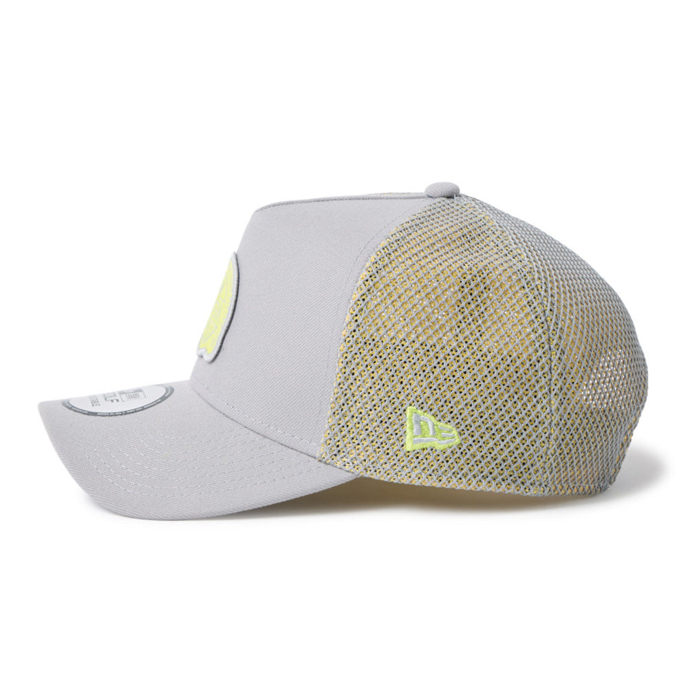 New Era Golf Double Mesh Yellow Grey 9FORTY A-Frame Trucker Snapback Cap