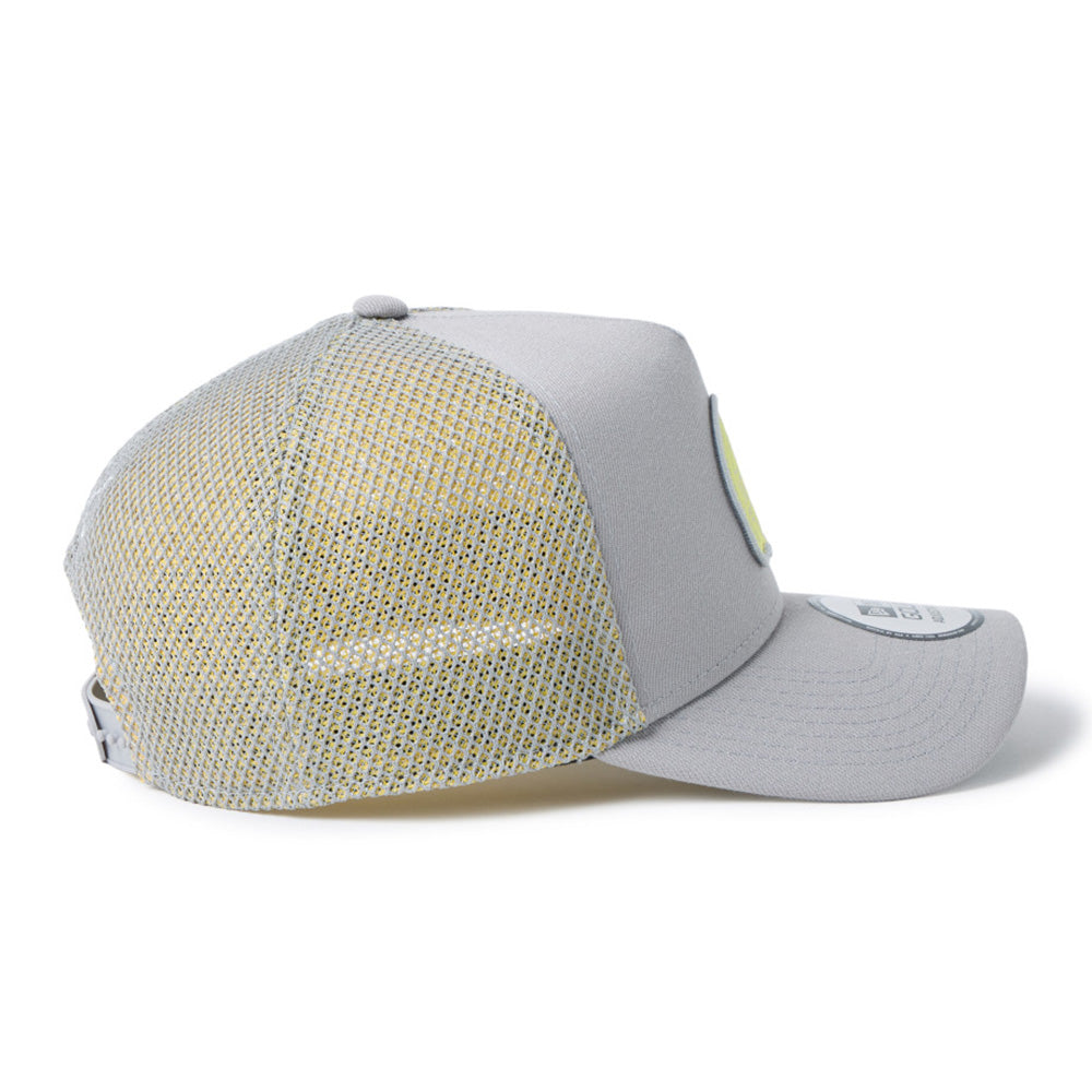 New Era Golf Double Mesh Yellow Grey 9FORTY A-Frame Trucker Snapback Cap